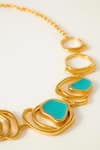 Buy_Voyce Jewellery_Blue Enamelled Morjim Encircle Coil Necklace_Online_at_Aza_Fashions