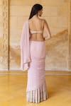 Shop_Arpita Mehta_Pink Georgette Hand Embroidered Mirror Sweetheart Pre-draped Saree And Blouse Set _at_Aza_Fashions