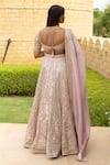 Shop_Arpita Mehta_Pink Blouse Net Hand Embroidered Mirror Thread And Bridal Lehenga Set _at_Aza_Fashions