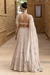 Shop_Arpita Mehta_Ivory Organza Hand Embroidered Mirror Leaf Floral Thread Bridal Lehenga Set _at_Aza_Fashions