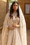 Arpita Mehta_Ivory Lehenga And Dupatta 1 Organza Hand Embroidered Floral Jaal Bridal Set _Online_at_Aza_Fashions