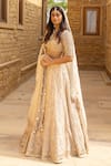 Shop_Arpita Mehta_Ivory Lehenga And Dupatta 1 Organza Hand Embroidered Floral Jaal Bridal Set _Online_at_Aza_Fashions