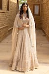 Buy_Arpita Mehta_Ivory Lehenga And Dupatta 1 Organza Hand Embroidered Floral Jaal Bridal Set _at_Aza_Fashions