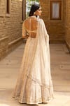 Shop_Arpita Mehta_Ivory Lehenga And Dupatta 1 Organza Hand Embroidered Floral Jaal Bridal Set _at_Aza_Fashions