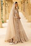 Buy_Arpita Mehta_Ivory Organza Hand Embroidered Mirror Deep V Neck Vintage Bridal Lehenga Set _Online_at_Aza_Fashions