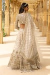 Shop_Arpita Mehta_Ivory Lehenga And Dupatta 1 Organza Hand Floral Thread Work Bridal Set _at_Aza_Fashions