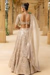 Shop_Arpita Mehta_Ivory Organza Hand Embroidered Mirror Mughal Bridal Lehenga Set For Women_at_Aza_Fashions