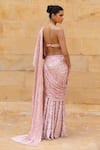 Arpita Mehta_Pink Georgette Embroidery Sequin Sweetheart Neck Pre-draped Saree With Blouse _Online_at_Aza_Fashions