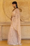 Buy_Arpita Mehta_Pink Net Embroidery Mirror Sweetheart Neck Floral Pre-draped Saree With Blouse _Online_at_Aza_Fashions