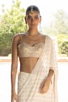 Arpita Mehta_Ivory Saree Georgette Embroidery Sequin Sweetheart Neck Pre-draped With Blouse_Online_at_Aza_Fashions