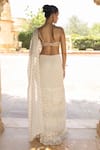 Shop_Arpita Mehta_Ivory Saree Georgette Embroidery Sequin Sweetheart Neck Pre-draped With Blouse_at_Aza_Fashions