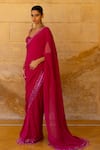 Shop_Arpita Mehta_Pink Georgette Embroidery Mirror Sweetheart Border Embellished Saree With Blouse _Online_at_Aza_Fashions