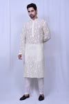 Buy_Arihant Rai Sinha_Cream Kurta Georgette Embroidered Chikankari Floral Set _at_Aza_Fashions