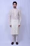 Buy_Arihant Rai Sinha_Cream Kurta Georgette Embroidered Chikankari Floral Set _Online_at_Aza_Fashions