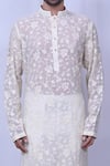 Shop_Arihant Rai Sinha_Cream Kurta Georgette Embroidered Chikankari Floral Set _Online_at_Aza_Fashions