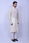 Arihant Rai Sinha_Cream Kurta Georgette Embroidered Chikankari Floral Set _at_Aza_Fashions