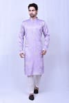 Buy_Arihant Rai Sinha_Purple Kurta Chiffon Silk Embroidered Thread Floral Set _at_Aza_Fashions