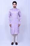 Buy_Arihant Rai Sinha_Purple Kurta Chiffon Silk Embroidered Thread Floral Set _Online_at_Aza_Fashions