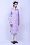 Arihant Rai Sinha_Purple Kurta Chiffon Silk Embroidered Thread Floral Set _at_Aza_Fashions