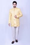 Buy_Arihant Rai Sinha_Yellow Coat Soft Cotton Embroidered Chikankari And Short Kurta Set _at_Aza_Fashions