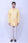 Buy_Arihant Rai Sinha_Yellow Coat Soft Cotton Embroidered Chikankari And Short Kurta Set _Online_at_Aza_Fashions