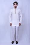 Arihant Rai Sinha_White Cotton Embroidered Chikankari Short Kurta _Online_at_Aza_Fashions