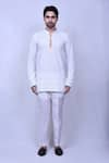 Arihant Rai Sinha_White Cotton Embroidered Chikankari Floral Short Kurta _Online_at_Aza_Fashions