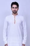 Buy_Arihant Rai Sinha_White Cotton Embroidered Chikankari Floral Short Kurta _Online_at_Aza_Fashions