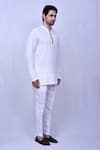 Shop_Arihant Rai Sinha_White Cotton Embroidered Chikankari Floral Short Kurta _Online_at_Aza_Fashions