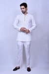 Buy_Arihant Rai Sinha_White Cotton Embroidered Chikankari Floral Geometric Work Short Kurta _at_Aza_Fashions