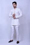 Buy_Arihant Rai Sinha_White Cotton Embroidered Chikankari Thread Short Kurta _at_Aza_Fashions