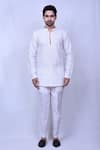 Arihant Rai Sinha_White Cotton Embroidered Chikankari Thread Short Kurta _Online_at_Aza_Fashions