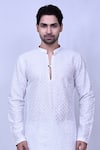 Buy_Arihant Rai Sinha_White Cotton Embroidered Chikankari Thread Short Kurta _Online_at_Aza_Fashions