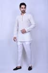 Buy_Arihant Rai Sinha_White Cotton Embroidered Chikankari Geometric Floral Work Short Kurta _at_Aza_Fashions