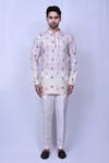 Arihant Rai Sinha_White Cotton Embroidered Floral Vine Short Kurta _Online_at_Aza_Fashions