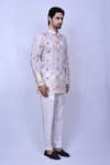 Shop_Arihant Rai Sinha_White Cotton Embroidered Floral Vine Short Kurta _Online_at_Aza_Fashions