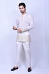 Buy_Arihant Rai Sinha_White Cotton Embroidered Floral Short Kurta _at_Aza_Fashions