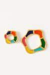 Shop_Voyce Jewellery_Multi Color Enamelled Mykonos Quirky Bloom Stud Earrings_at_Aza_Fashions