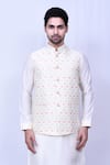 Arihant Rai Sinha_Cream Cotton Silk Thread Work Bloom Motif Blossom Bundi _Online_at_Aza_Fashions