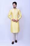 Buy_Arihant Rai Sinha_Yellow Kurta Bangalori Silk Thread Work Bloom Floral Bundi Set _Online_at_Aza_Fashions