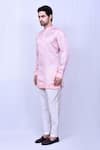 Arihant Rai Sinha_Pink Short Kurta Bangalori Silk Plain Embroidered Neckline With Pant _at_Aza_Fashions