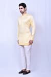 Arihant Rai Sinha_Yellow Short Kurta Satin Silk Plain Embroidered Placket With Pant _at_Aza_Fashions