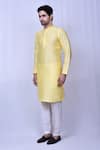 Arihant Rai Sinha_Yellow Kurta Bangalori Silk Plain With Pant _at_Aza_Fashions