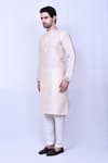 Arihant Rai Sinha_Beige Kurta Bangalori Silk Plain Mandarin Collar With Pant_at_Aza_Fashions