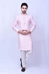 Buy_Arihant Rai Sinha_Pink Art Silk Plain A-line Kurta With Pant _at_Aza_Fashions