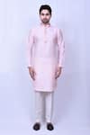 Buy_Arihant Rai Sinha_Pink Art Silk Plain A-line Kurta With Pant _Online_at_Aza_Fashions