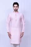 Shop_Arihant Rai Sinha_Pink Art Silk Plain A-line Kurta With Pant _Online_at_Aza_Fashions