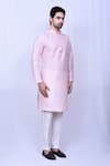 Arihant Rai Sinha_Pink Art Silk Plain A-line Kurta With Pant _at_Aza_Fashions