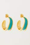 Buy_Voyce Jewellery_Blue Enameled Kandy Semi Hoop Tropical Earrings _at_Aza_Fashions