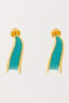 Shop_Voyce Jewellery_Blue Enameled Kandy Semi Hoop Tropical Earrings _at_Aza_Fashions